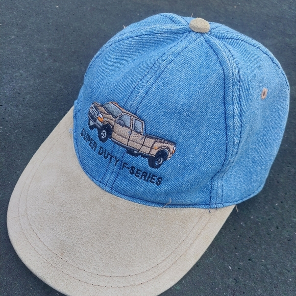 Vintage FORD Super Duty Embroidery Trucker Hat Cap Denim - Picture 1 of 5